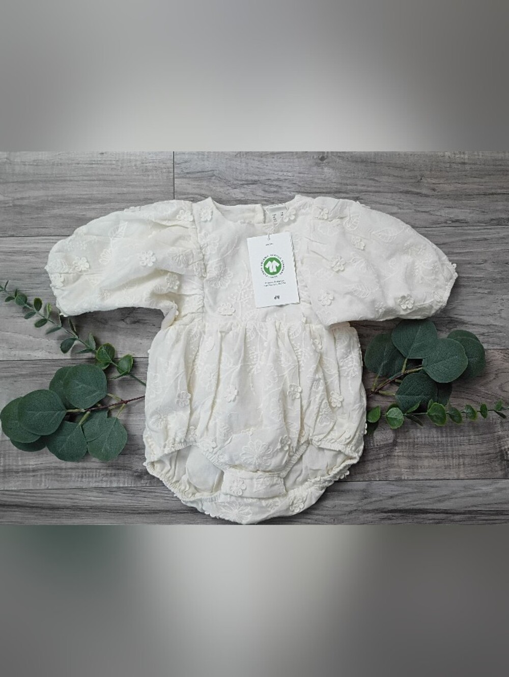 H&M Cream Embroidered Baby Romper